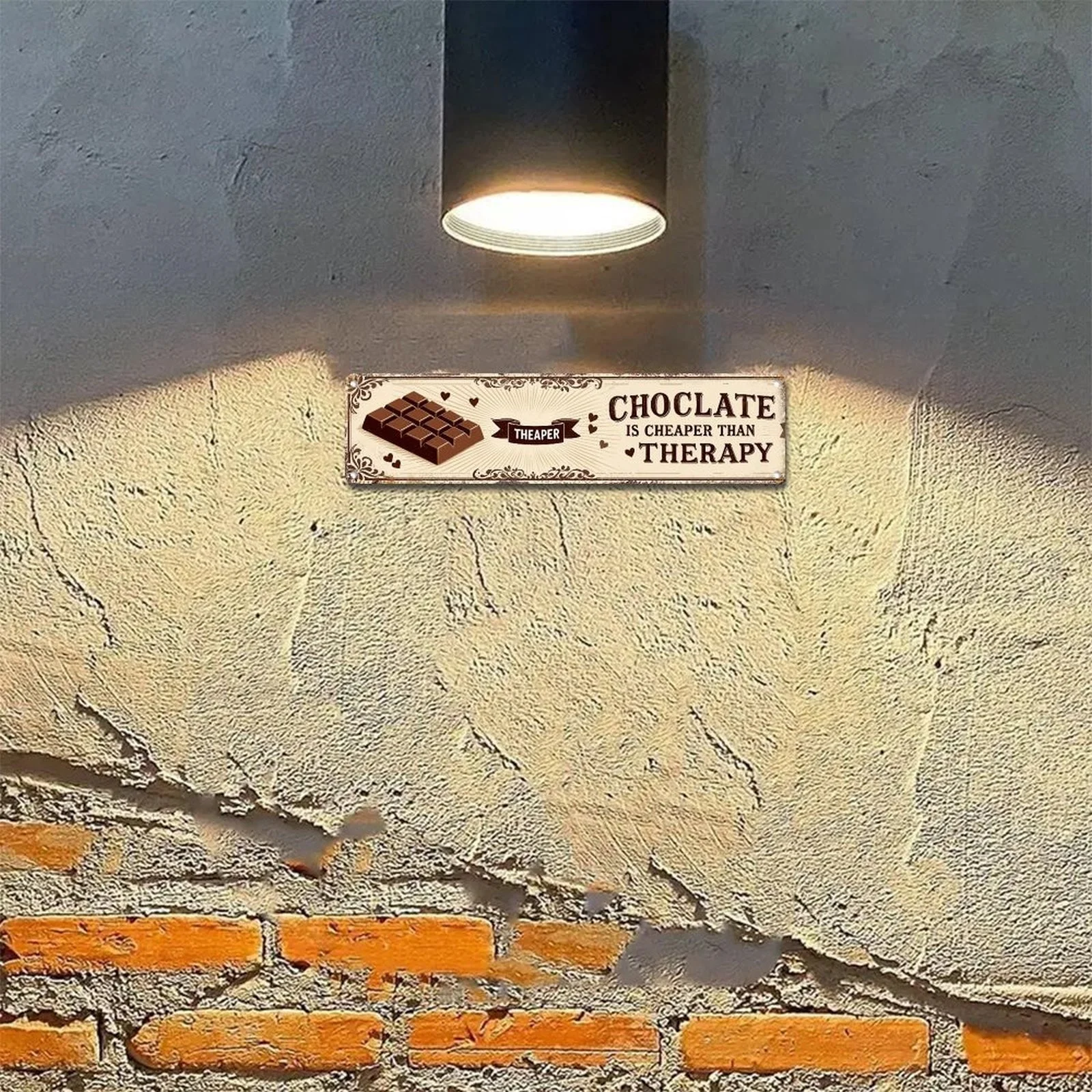 2D Flat Funny Chocolate Is Cheaper Than Therapy Retro Aluminum License Plate - Vintage Kitchen Decor Sign