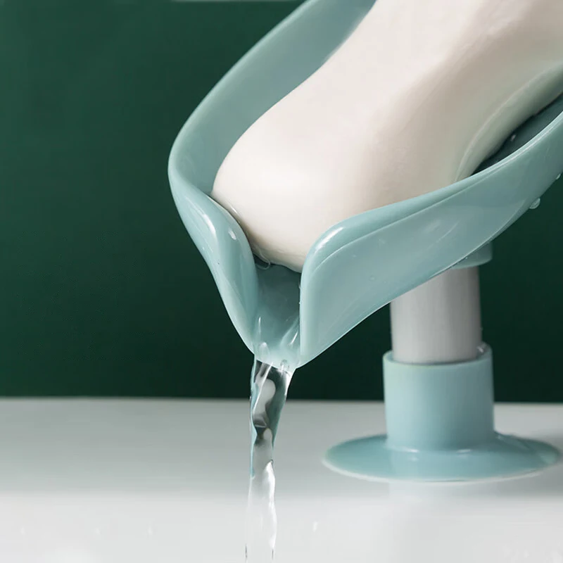 

2025 New Creative Leaf-Shaped Soap Dish No Punching Standing Suction Cup No Water Accumulation Soap Rack Laundry Soap Box