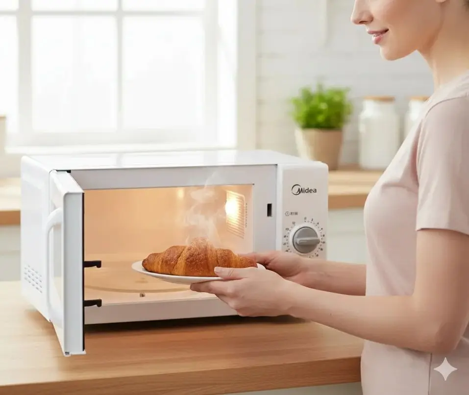 

Бытовая микроволновая печь: небольшой размер 20 л, многофункциональная с поворотным столом и механической конструкцией с боковым вытяжкой.