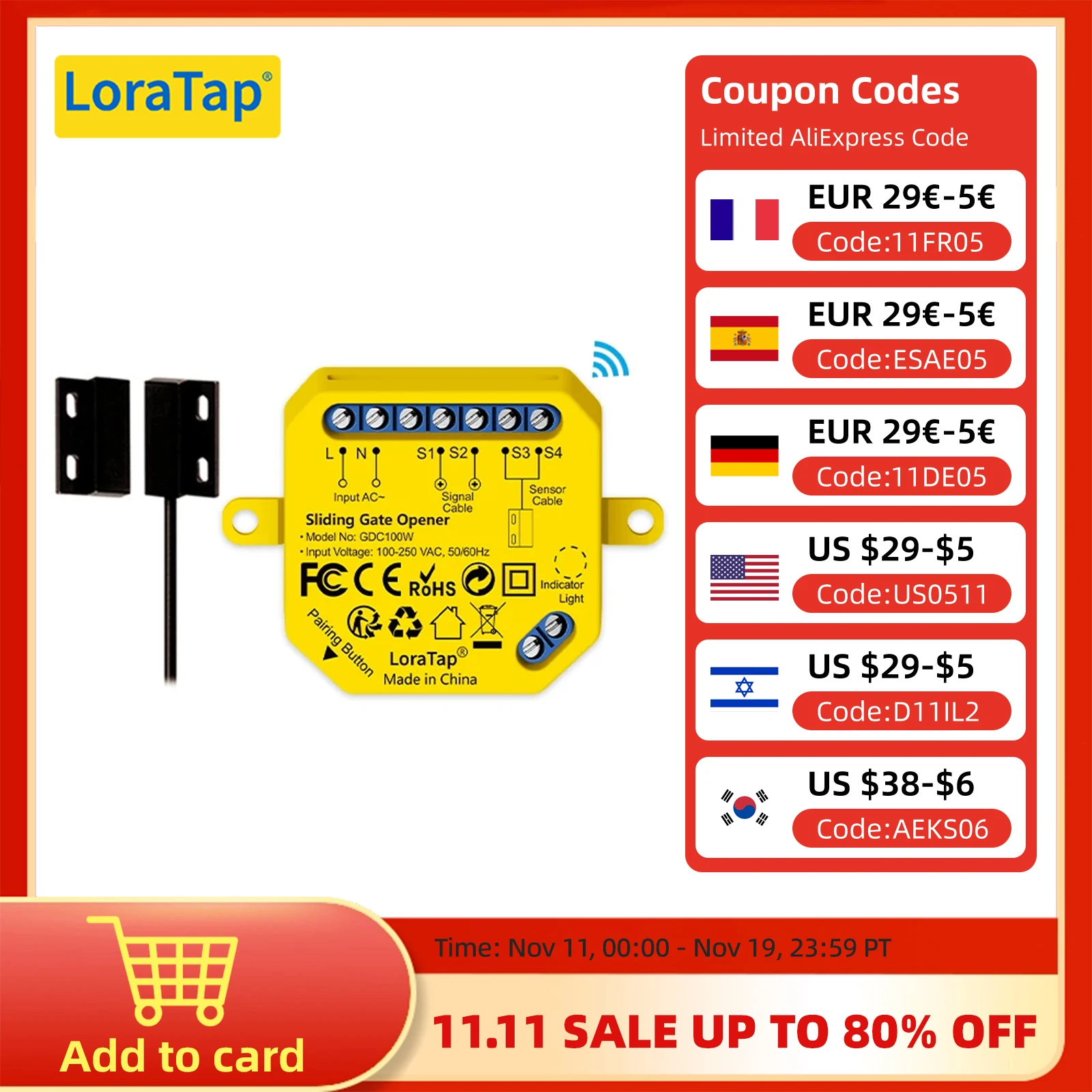 

LoraTap WiFi Sliding Gate Motor Opener Controller Switch Tuya Smart Life Opening Home Remote Alexa Garage Door