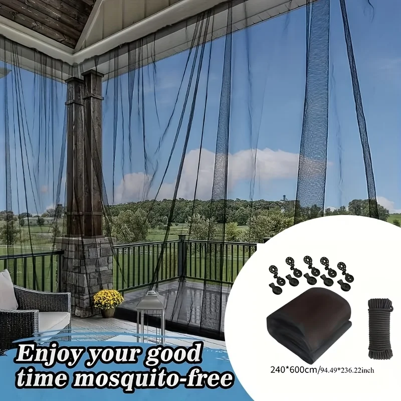 DIY Outdoor Mosquito Net with Clips And Ropes Super Dense Garden Mesh Screen Barrier for Balcony Porch Fruit Tree Gazebo RV Camping - Decorative Canopy Durable Mosquito Control Netting