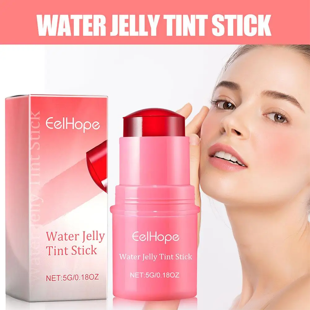 3-in-1 Cheek Lip Tinted Moistured Blush Stick Eyes Cheek Lip Brighten Cream Water Jelly Tint Stick Matte Contour Makeup