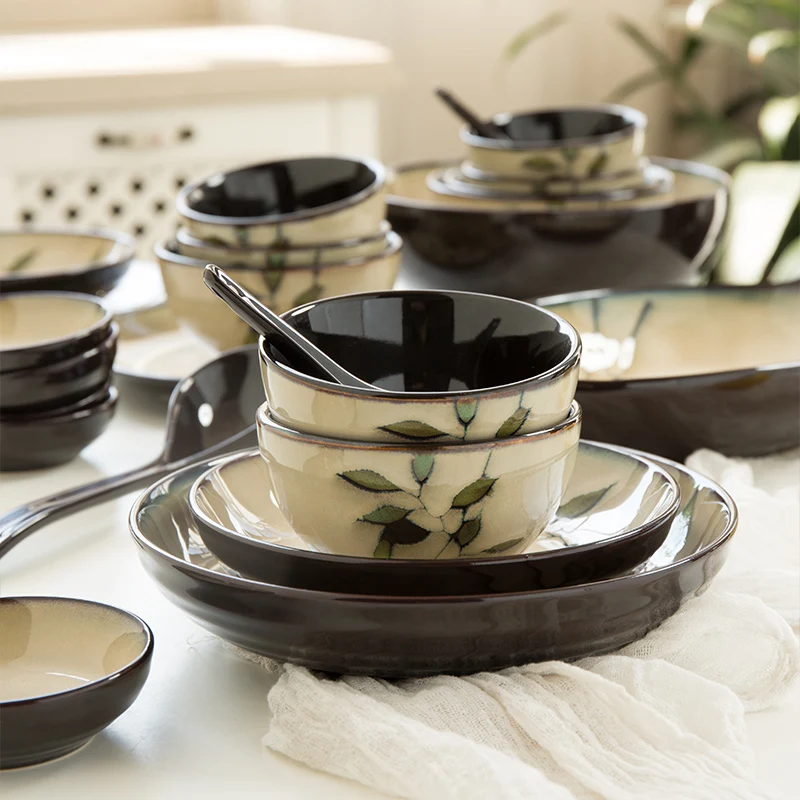 

Modern Home Use complete tableware dinner set for 6 person porcelain dinner set 60 pieces dishes sets full earthy game