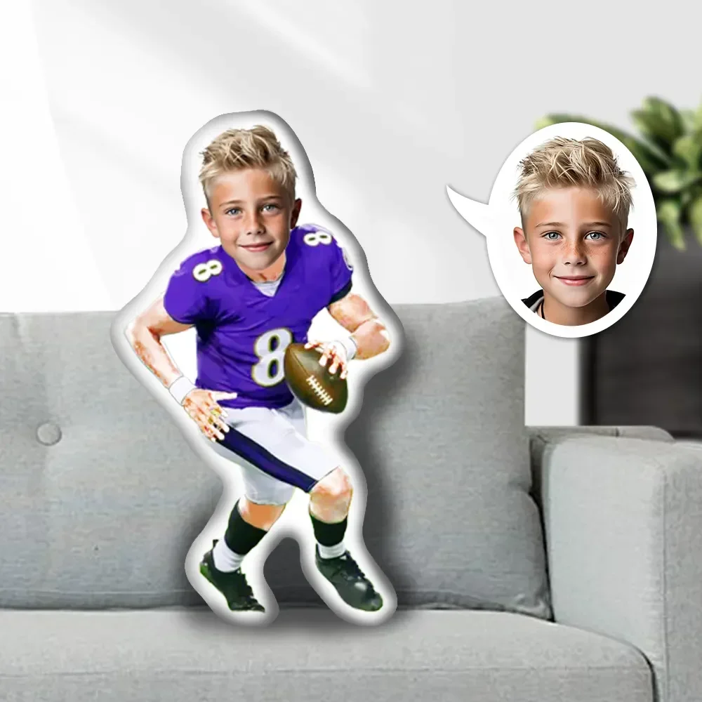 Custom Face Minime Throw Pillow Personalized Body Sporter Pillow Minime Custom Ravens Pillow Gifts cushion Football