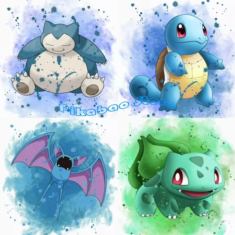 Anime Pokemon obraz na płótnie Bulbasaur Charmander Squirtle plakat i druk akwarela na ścianę obraz ozdobny prezenty dla dzieci