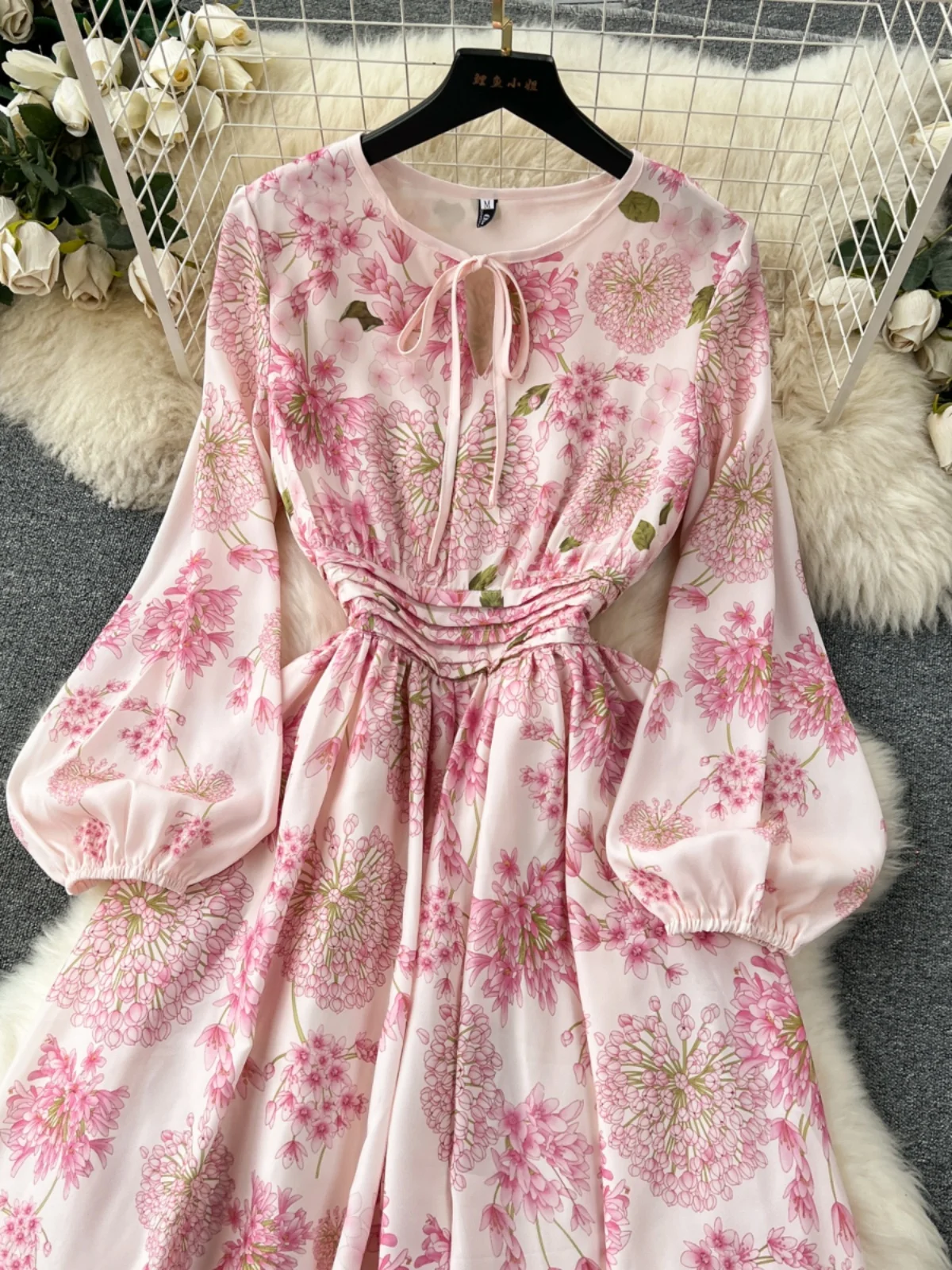 Romantique Fre imprimé fleuri Dr femmes taille haute minceur Ele jupe longue ronde Netie printemps automne saison Faion