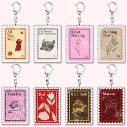 The Tortured Poets Department Stamps Keychains for Accessories All Too Well Reputation 1989 TTPD Song Keyring Jewelry Fans Gifts