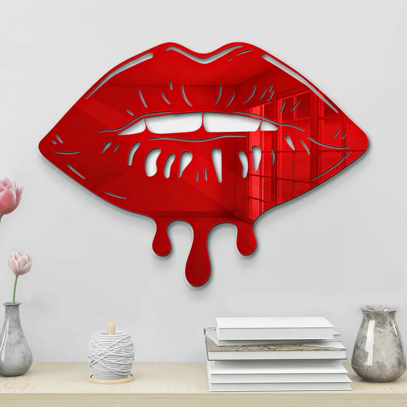 

Acrylic Business Sign 3D Mirrored Melting Lips Wall Art Decor Kiss Lips Logo Girls Bedroom Aesthetics Decor Beauty Salon Signage