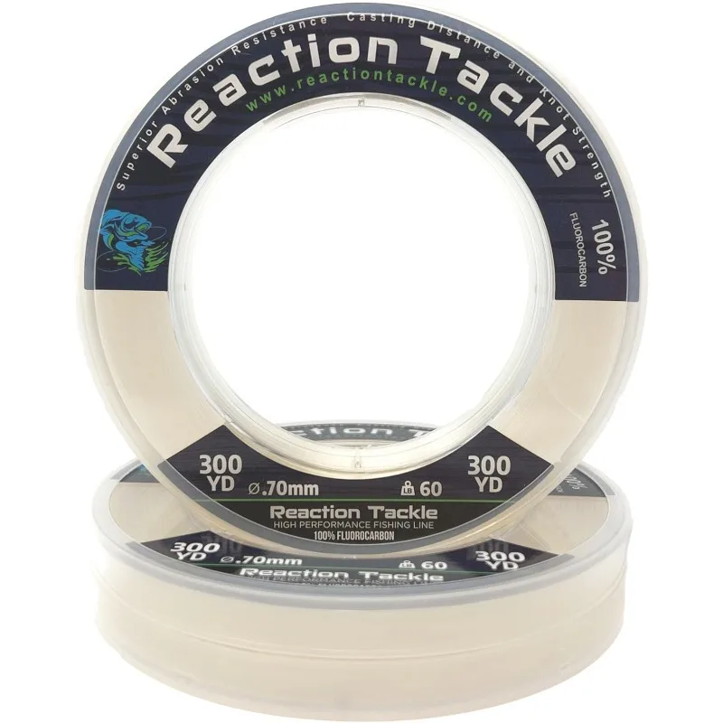 

Reaction Tackle 100% Pure Fluorocarbon Fishing Line - High Strength, Abrasion-Resistant, Fast-Sinking, Virtually Invisible, with