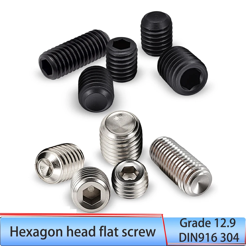 

10 - 100pcs DIN916 304 Stainless Steel Grade 12.9 Carbon Steel Hex Socket Set Screws Grub Screw Bolt M1.6 M2 M2.5 M3 M4 M5 M6 M8