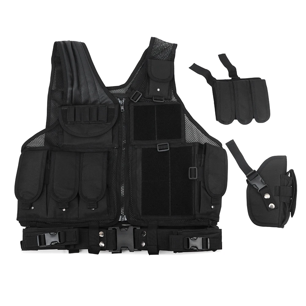 Tactical Vest with Detachable for Adults, Breathable, Outdoor Training, Ultra-Light, Adjustable