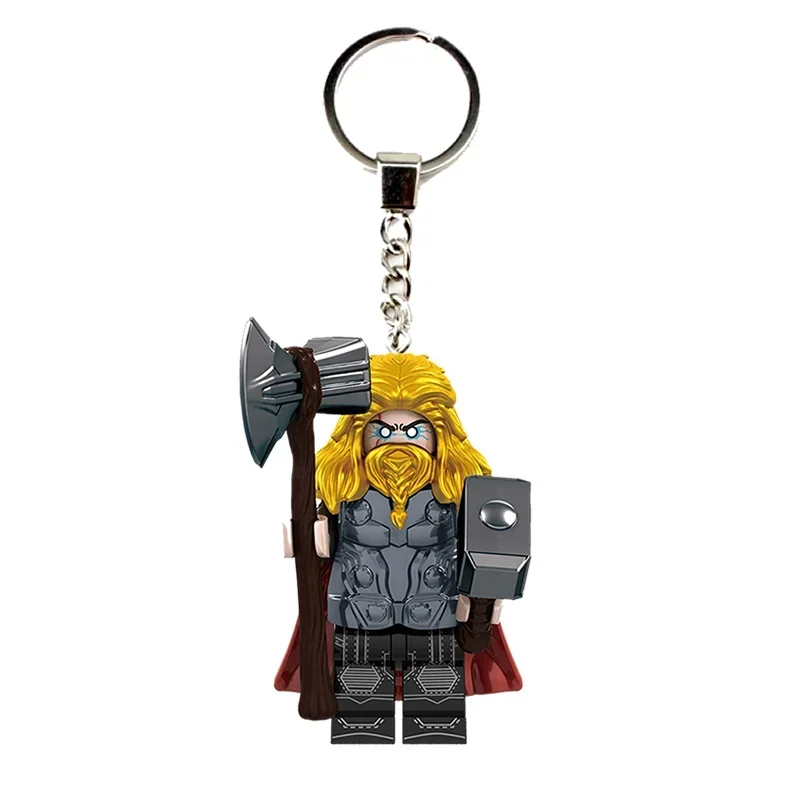 Marvel Comics Thor Hawkeye War Machine Iron Man Spiderman MK50 Doctor Strange Keychain Building Blocks Figure Assembling Toy