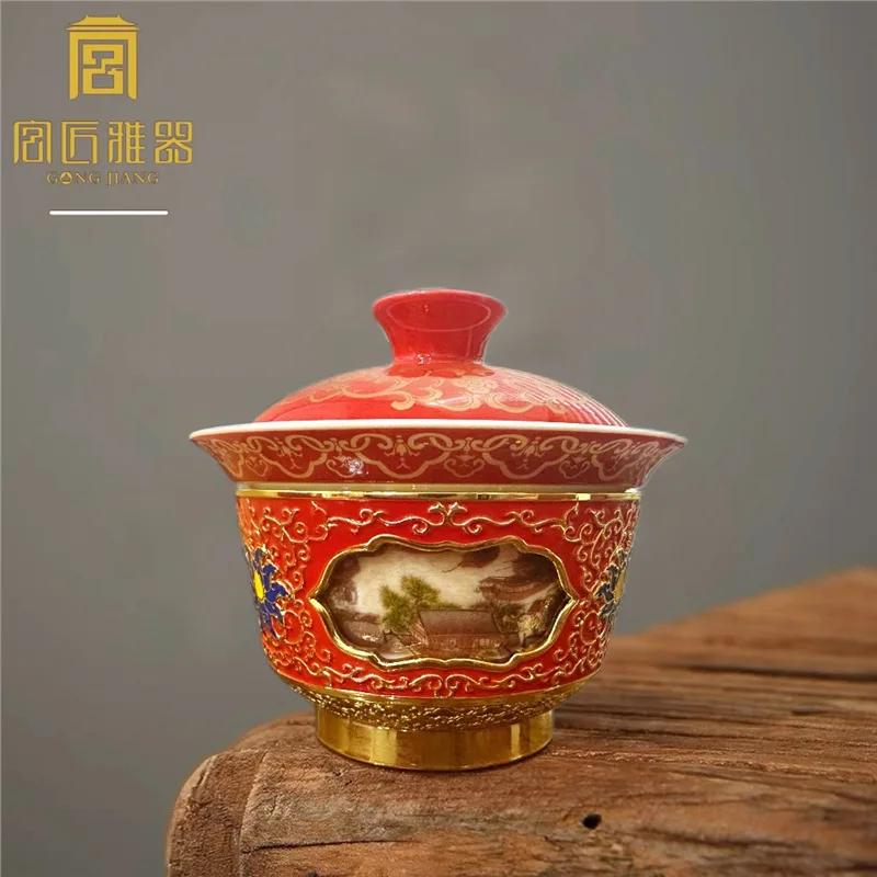 

Gongjiang Yaqi Qingming Shanghe Tu Rotating Cup Craft Decoration Porcelain Gift