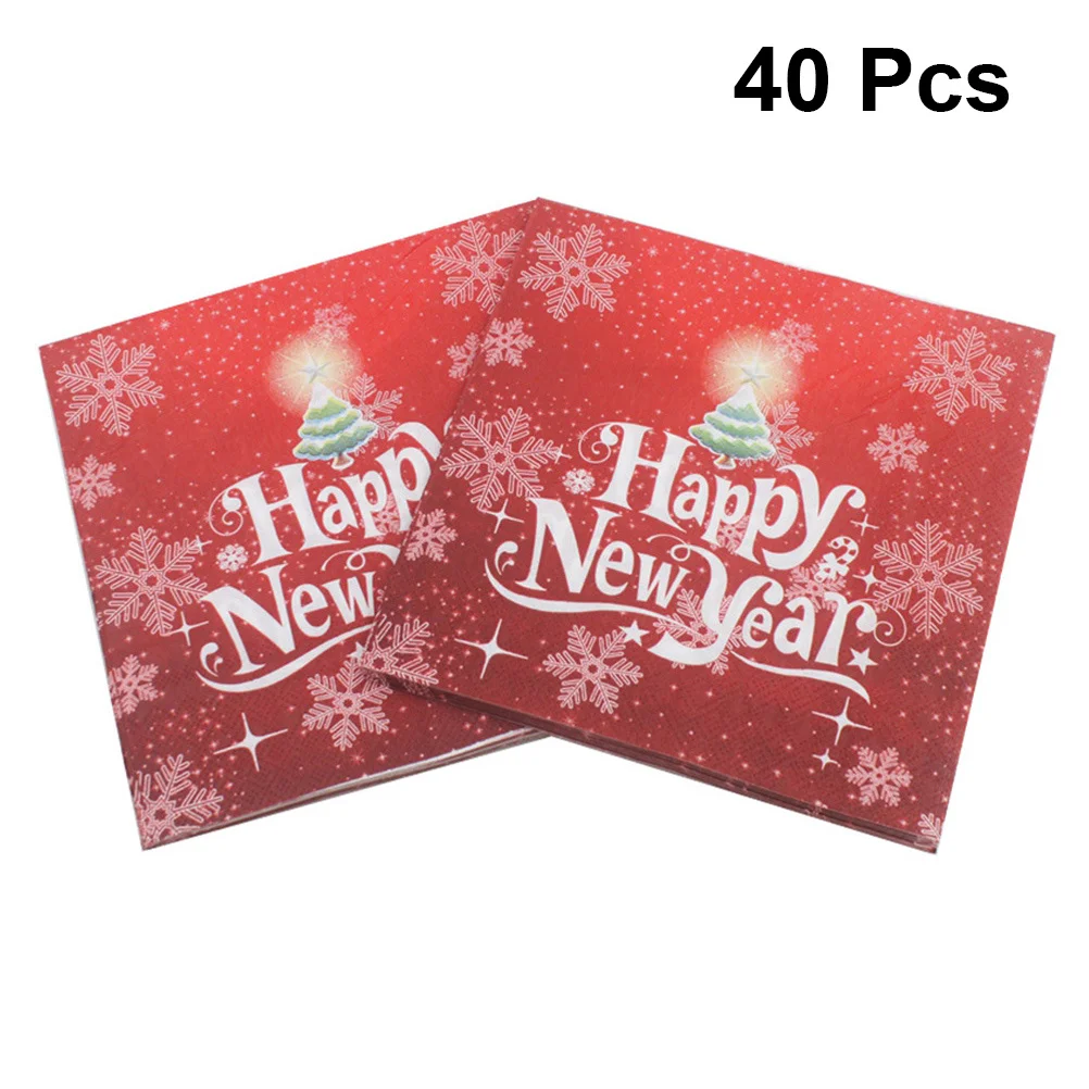 40 قطعة عيد الميلاد ندفة الثلج المطبوعة المناديل صديقة للبيئة ورقة عيد الميلاد حفلة الأنسجة المناديل لقضاء عطلة المنزل عشاء السنة الجديدة #6