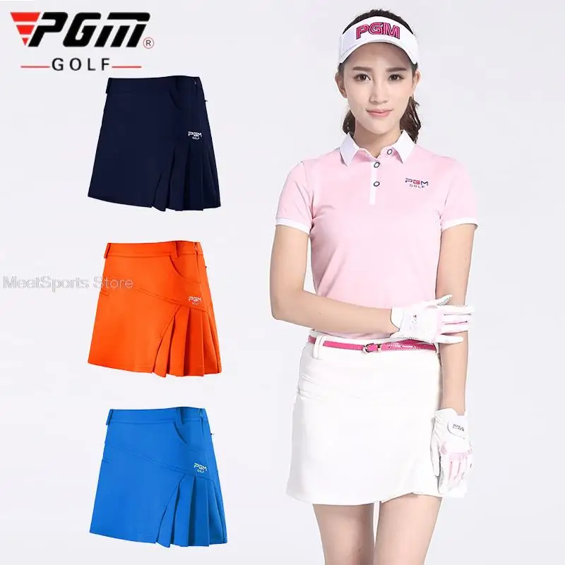 Pgm Autumn Winter Golf Skirt Women High Waist Slim Golf Skirts Pleated A-Line Mini Skorts Anti-Exposure Warm Skorts Sportswear