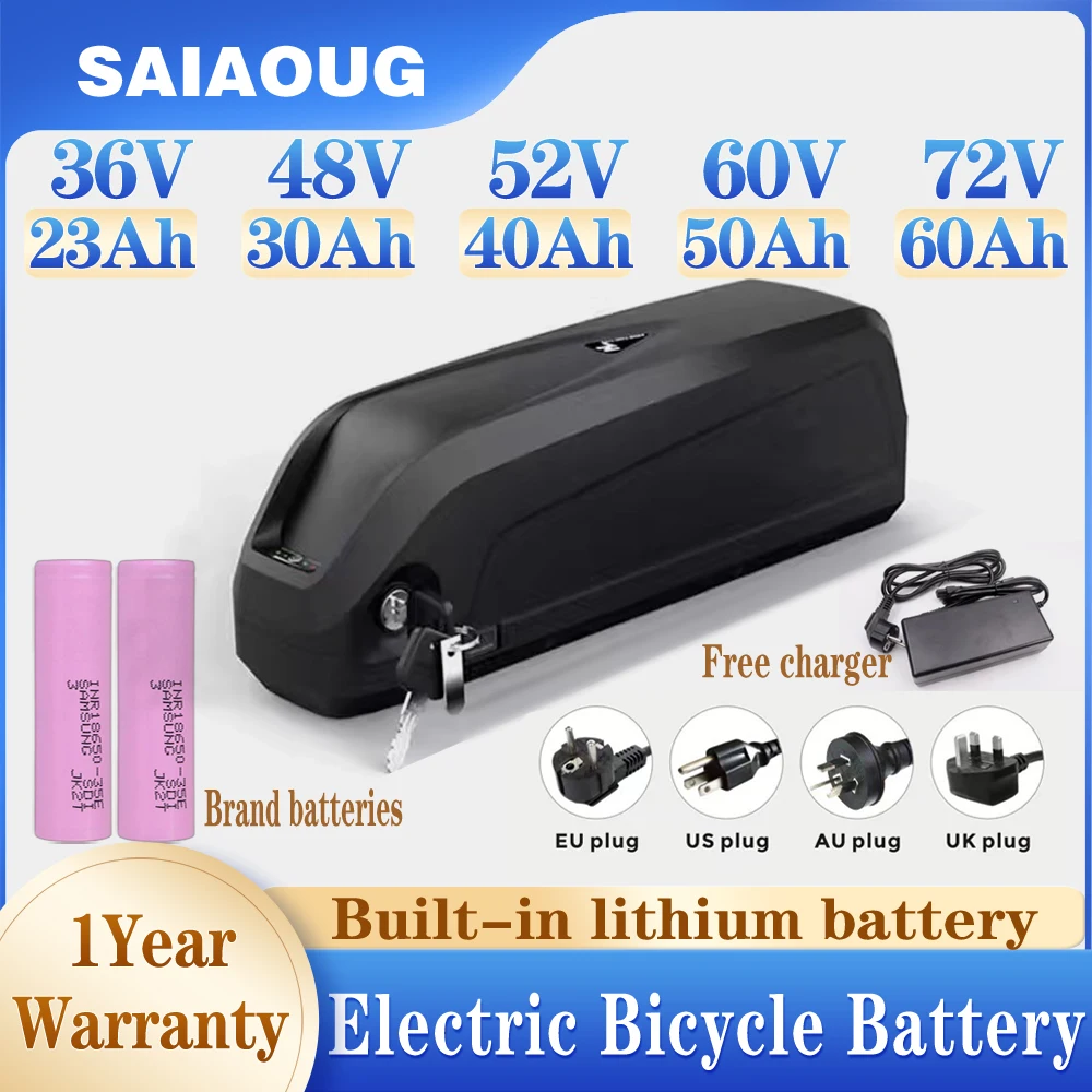 

Electric Bicycle Hailong Battery 36V 48V 52V 18650 Original Lithium Battery 60V 72V 50ah 30Ah 750W 1000W 1500W Scooter Battery