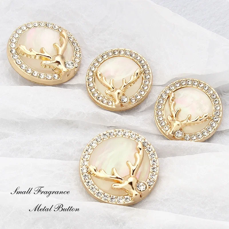 

6PCS Metal buttons tweed coat cardigan blazer jacket female small fragrant wind fashion exquisite high-end elk decorative button