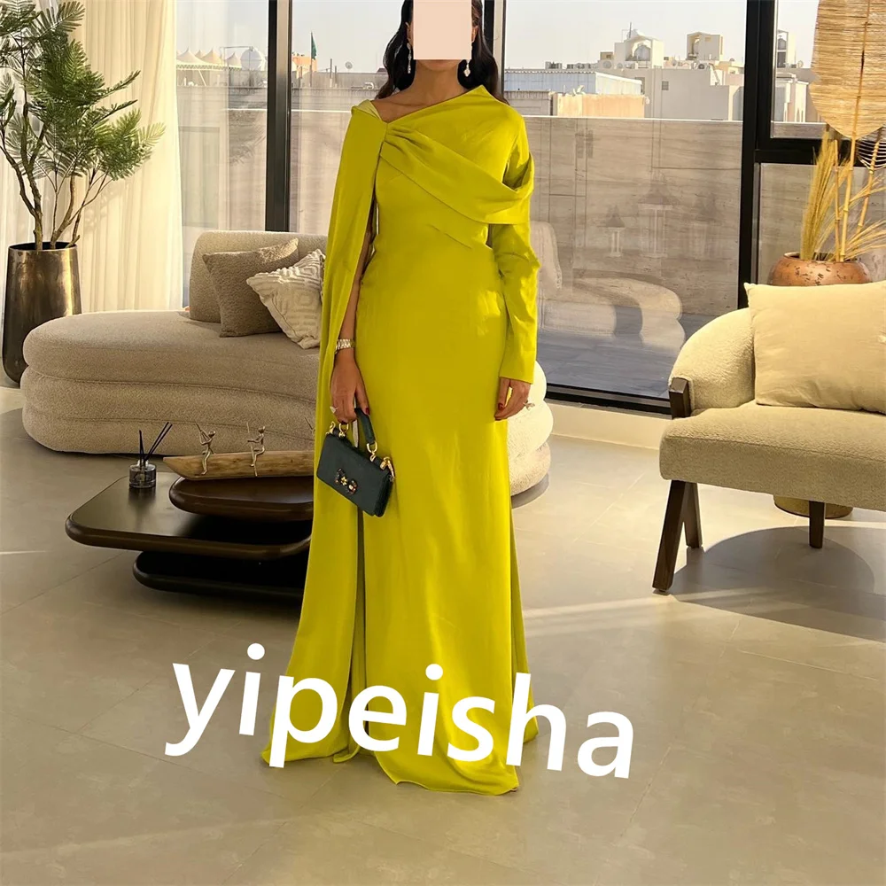 Personalizadojersey plissado formal noite bainha fora do ombro sob medida vestido de ocasião vestidos longos