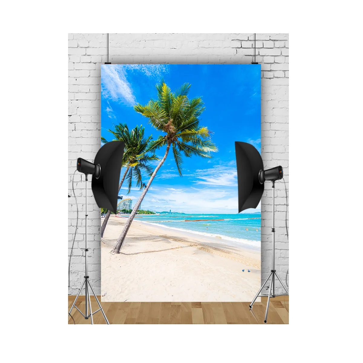 Tropical Beach Blue Sky Cloud Sunshine Photography Background Summer Vacation Scenery Birthday Party Studio Backdrops WP08