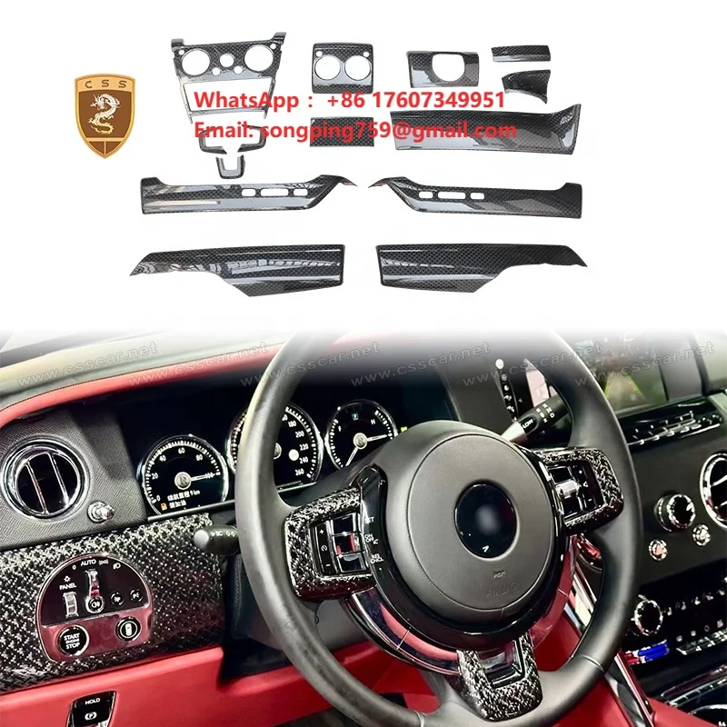 Car Interior Trim for Rolls Royce Cullinan Carbon Fiber Center Console Gear Panel Window Button Interiors Kits