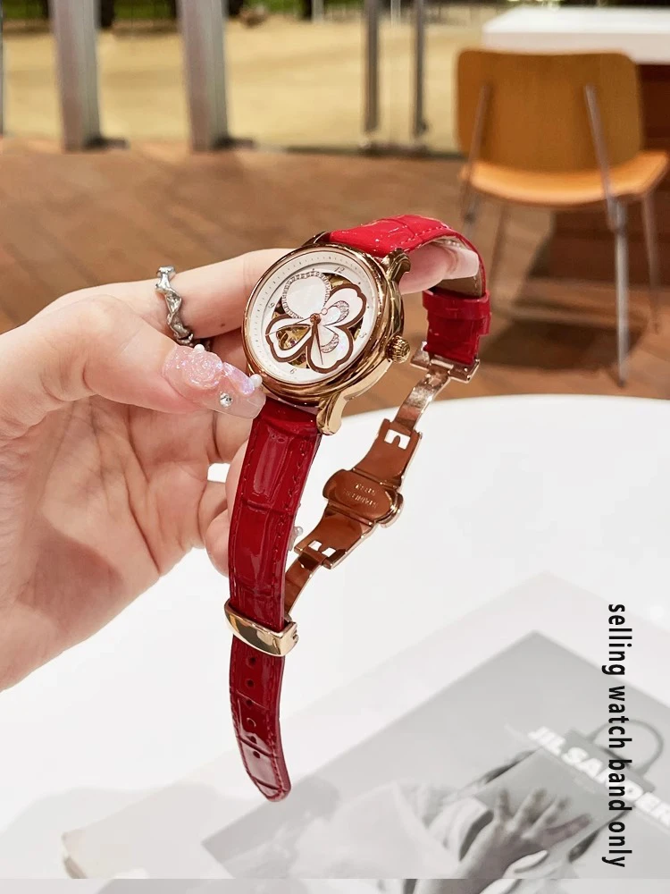 النساء فراشة مشبك جلد طبيعي حزام ساعة اليد ل Fiyta LA8262 LA8562 أي ماركة حزام موضة الأدمة حزام الساعات سوار