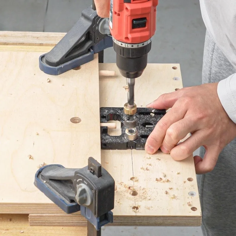 

3-in-1 Hole Puncher Tenon Punch Woodworking Positioning Fixture Kit Multifunctional Connecting Tools Drill Guide Puncher Locator