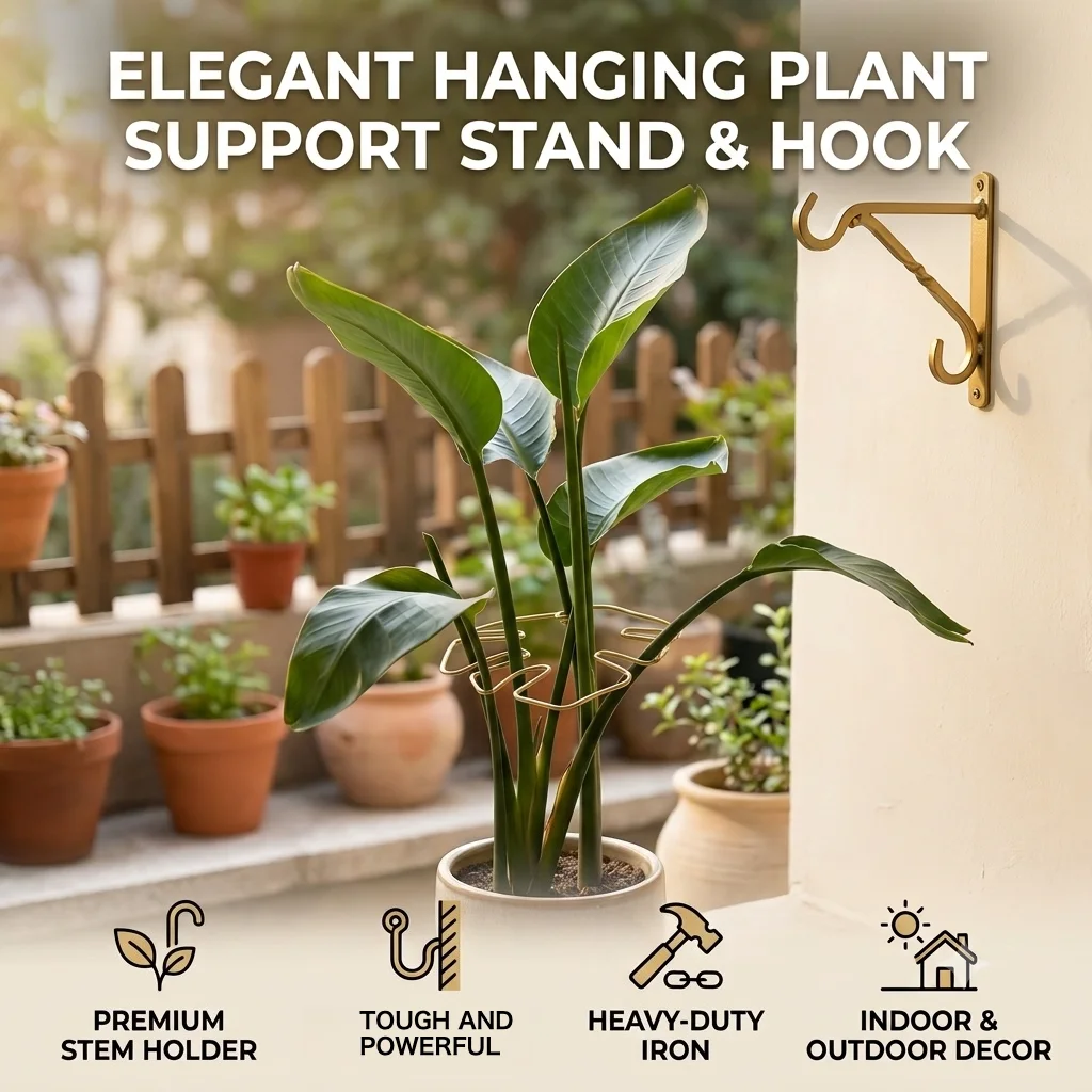 Hanging Plant Stand Large Iron Hooks Flowerpot Bracket Metal Hanger Holder Decoration For Indoor Outdoor Balcony Garden 1Pc