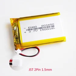 1/2/5 szt. Akumulator LiPo 3,7 V 1500 mAh 803450   + Wtyczka JST ZH 1,5 mm 2pin do aparatu MP3 GPS Laptop Rejestrator telefonu komórkowego