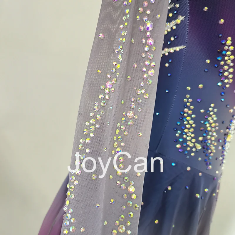 JoyCan-فستان التزلج على الجليد للفتيات ، مطاط مطاطي ، رمادي ، منافسة ، ملابس رقص ، مخصص