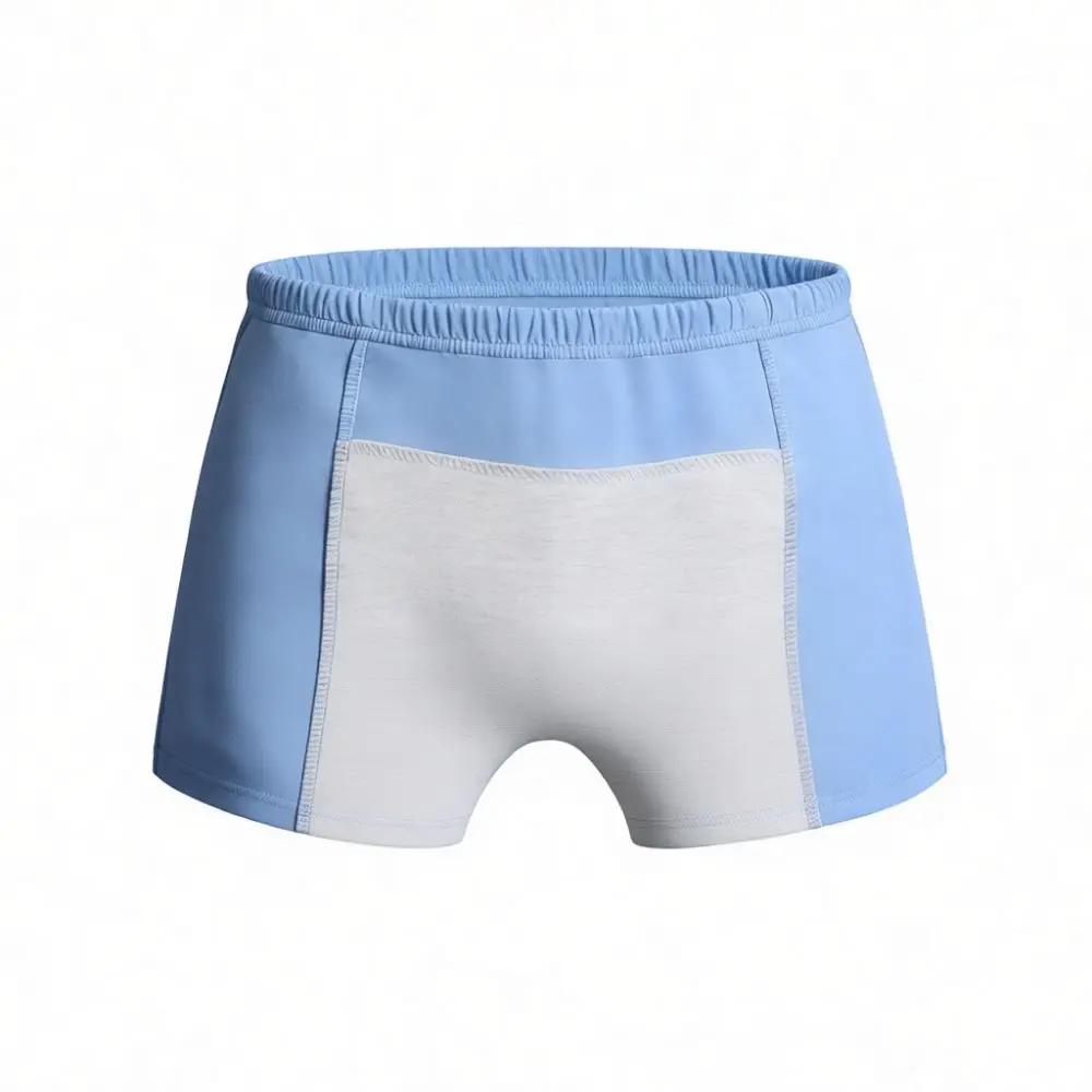 High Waisted Men Incontinence Underwear Washable Leakproof Cotton Briefs Breathable Elderly Care Soft Solid Protective Pants