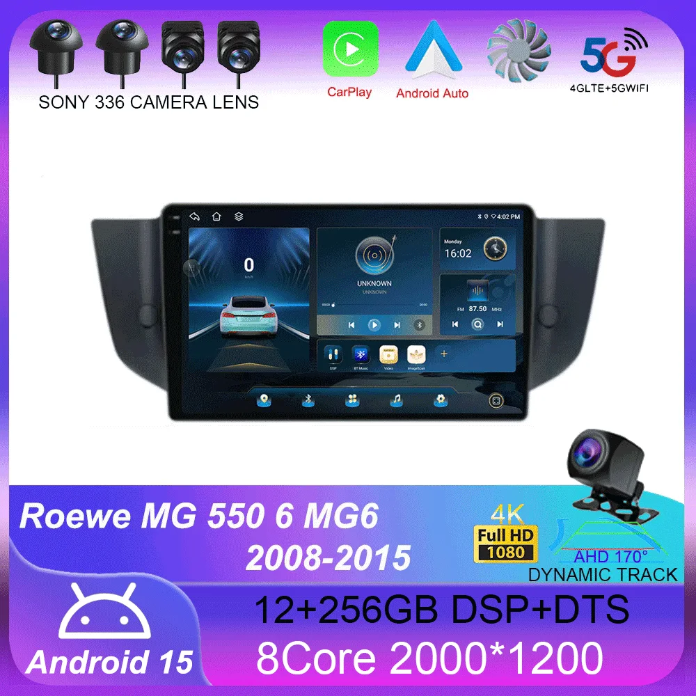 

Android 15 Car Radio For Roewe MG 550 6 MG6 2008-2015 QLED Multimedia Carplay GPS Navigation Head Unit WIFI 4G LTE Tape Recorder