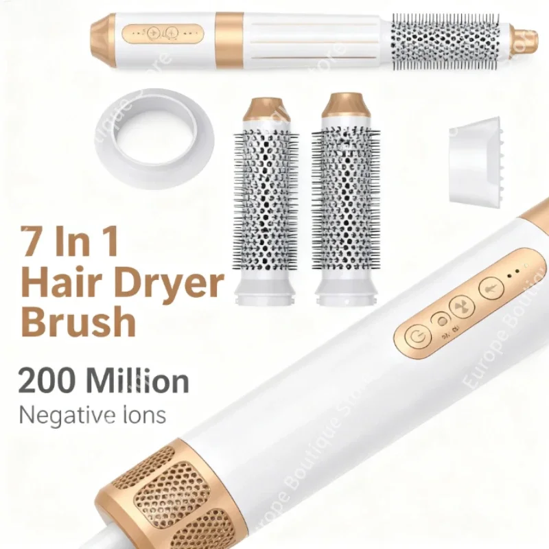 

7 In 1 Hair Dryer Brush Brushless High Speed Hair Dryer with Diffuser Ionic Blow Dryer Hot Air Styling Comb Auto Hair Curler