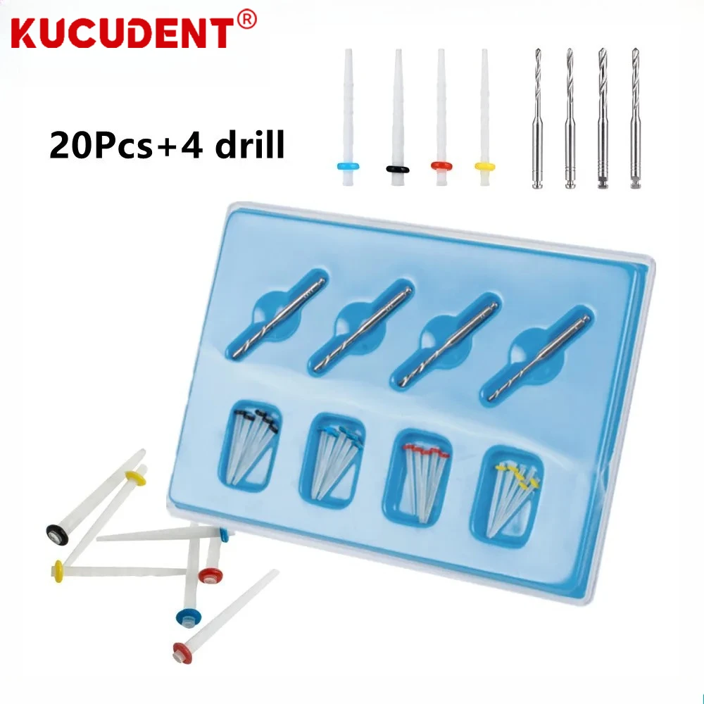 Dental Fiber Post Quartz Resin High-intensity Screw Thread Glass Pile with Drills Straight Root Canal Restorative Filling Tools