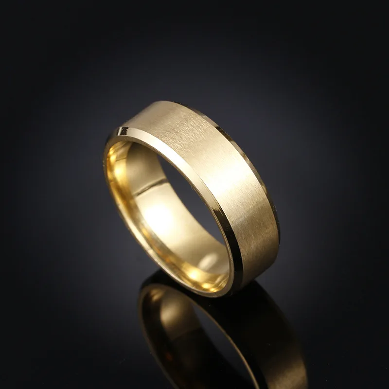 2023 New Fashion Punk Vintage 8mm Classic Ring Male Black Stainless Steel Jewelry Wedding Ring For Man