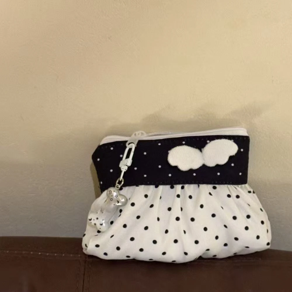 Kawaii Münzbörse Koreanische Polka-Dot-Aufbewahrungstasche Niedliche 3D-Flügel-Mini-Kartenhülle Tragbare Münzbörse Schlüsseltasche Kopfhörertasche Geschenk – Detail 2