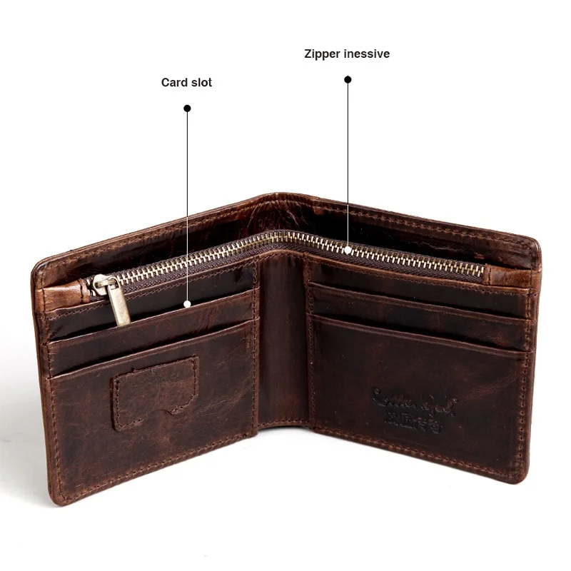 Cobbler Legend Cartera de cuero genuino para hombre, monedero Vintage, tarjetero