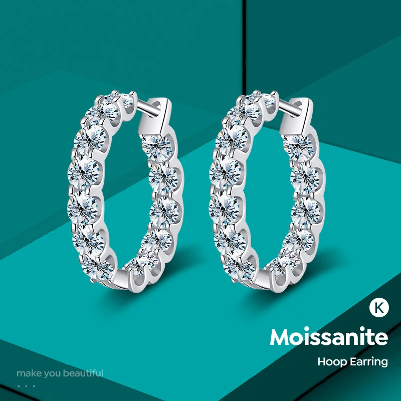

DWJ 0.1ct D Color Moissanite Earring 925 Sterling Sliver Plated White Gold Hoop Earring for Women Wedding Party Fine Jewelry