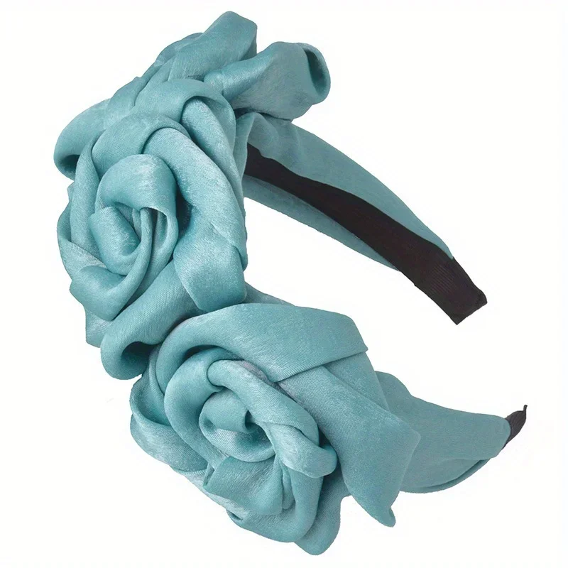 

Hoop Elegant Hair Accessory for Women Girls Makeup Handmade Fabric Rose Headband Vintage Artificial Flower Hair