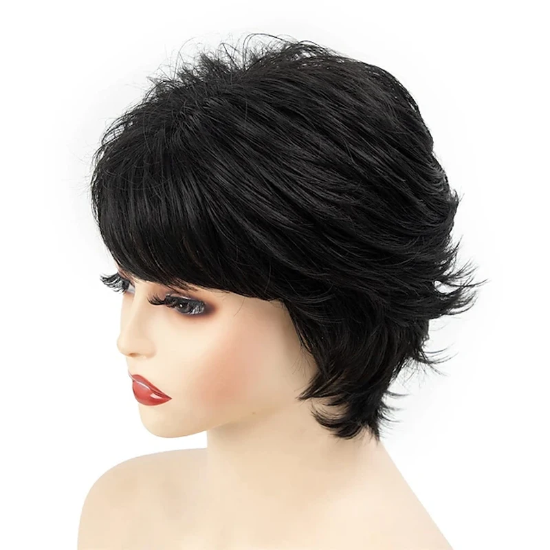 HAIRJOY Short Black Pixie Cut Synthetic Hair Wigs for Women