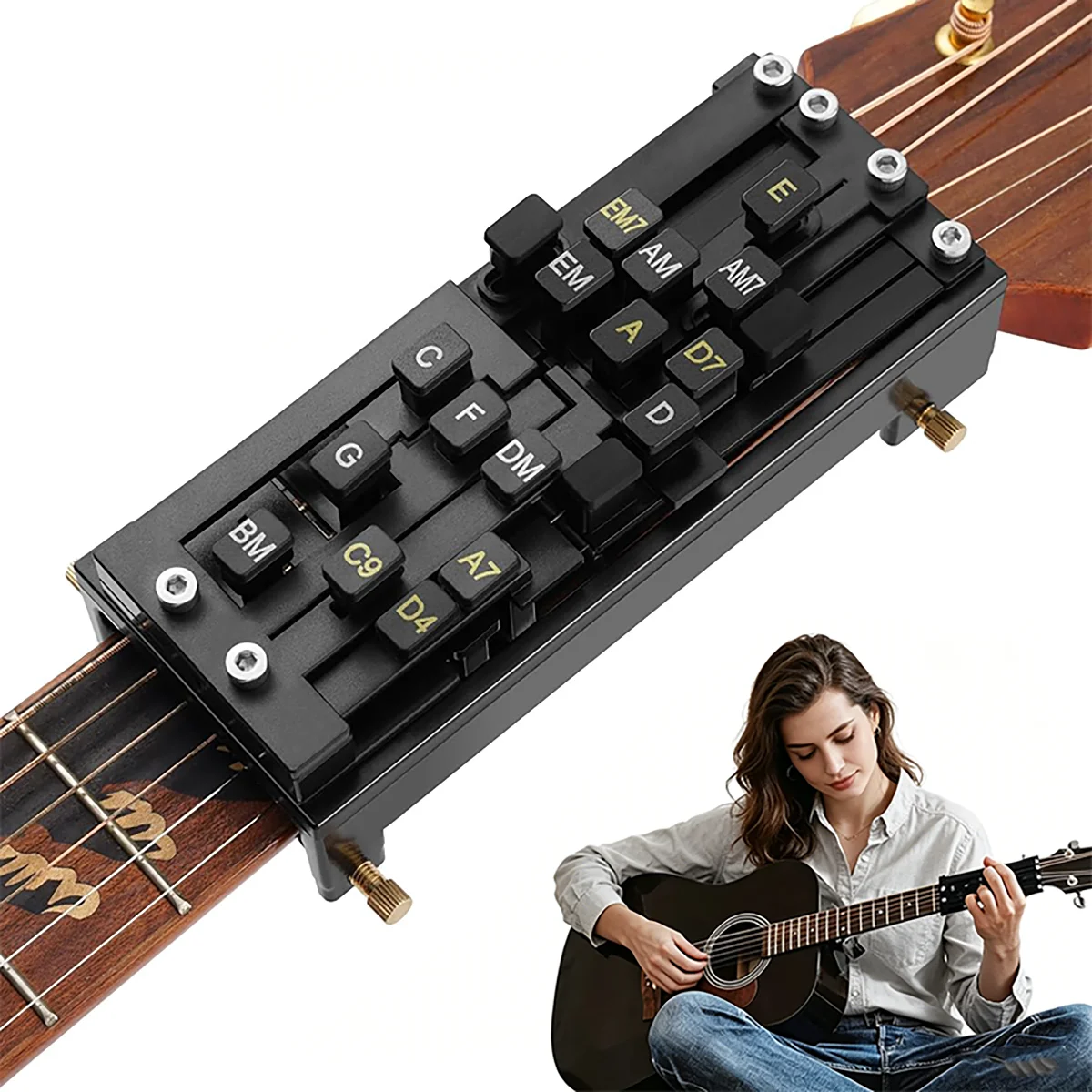 Portable Guitar Chord Presser Guitar Chord Helper And Trainer for Acoustic Guitar Learning Tools for Beginners Arthritis Players