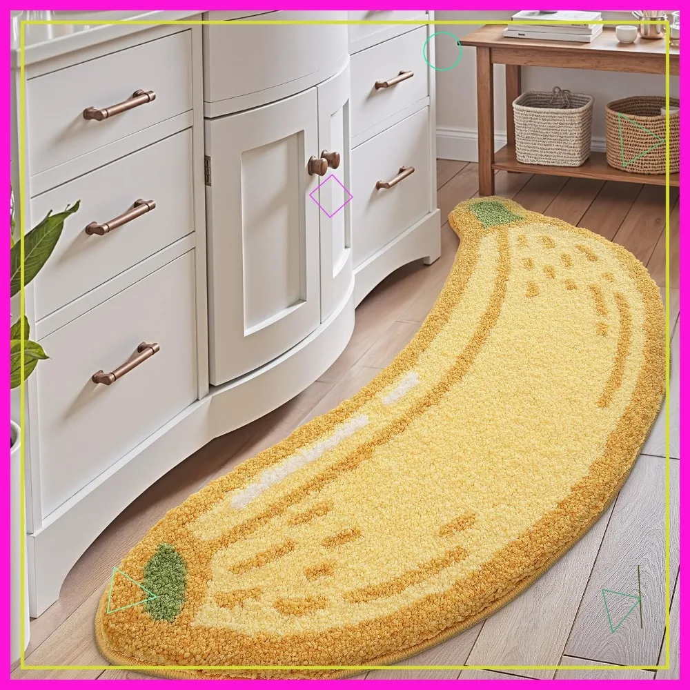 

Funny Banana Bath Mat, Soft Plush Fluffy Runner Rug, Absorbent Non-Slip for Bathroom Kitchen Bedroom