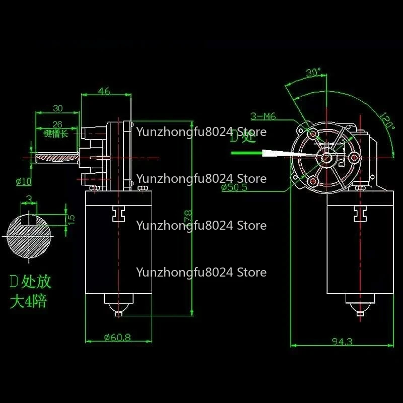 

12v/24V DC Reduction Motor. Copper Turbine Shaft Cleaning Keyway JM-038 Chaoyang Motor Worm Gear Motor Self Locking