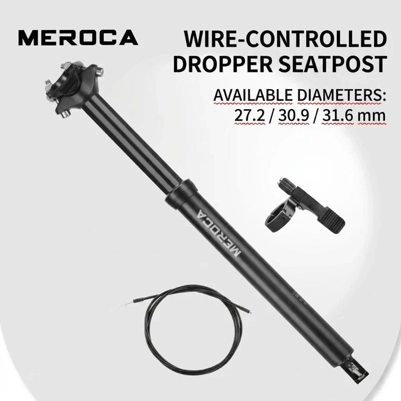 Bicycle Dropper Seatpost 27.2 30.9 31.6mm x 425mm Internal Routing Cable Remote Wire Control Lift Seat Tube for MTB Road Bike