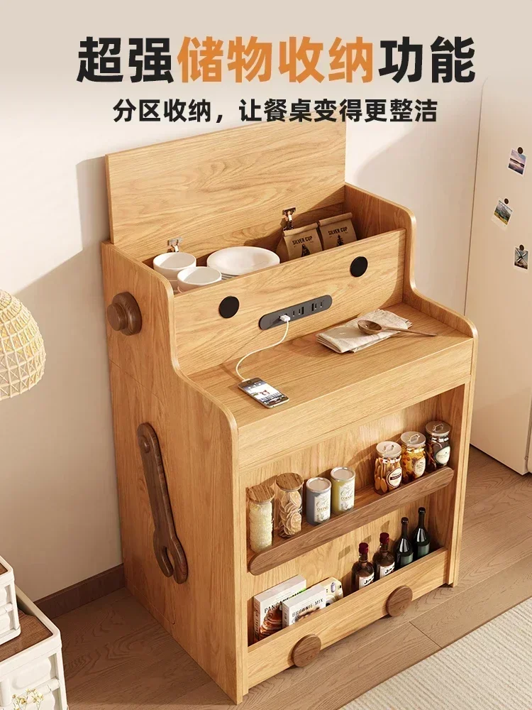 Retractable Dining Table Side Cabinet Integrated Drawable Household Small Apartment Folding Storage Variable Table and Chair