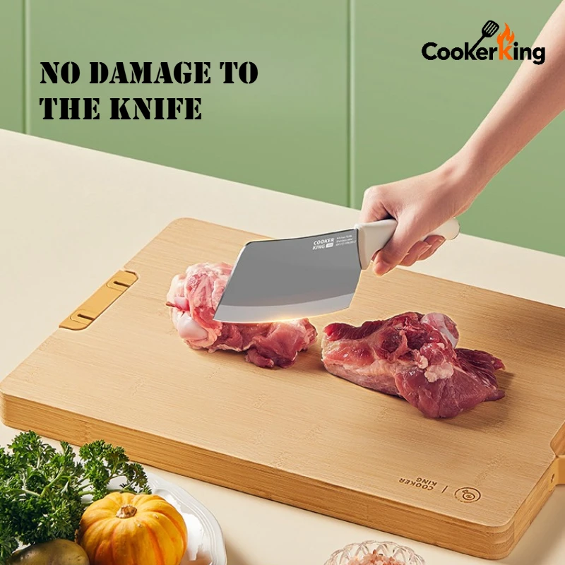 لوح تقطيع قائم بـ 3 أحجام من كوكر كينج، لوح تقطيع من الخيزران مع لوح إعداد الحجر الشحذ، فعال من حيث التكلفة