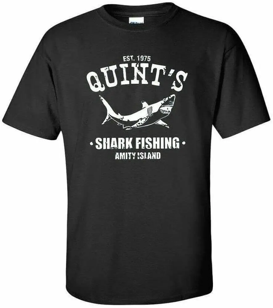 Quint's Shark Fishing Amity Island Jaws T-Shirt Funny Vintage Summer Tees Cotton Luxury brand vintage oversized