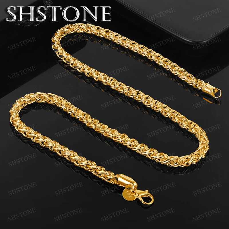 

18k Gold 8mm Geometric Personality Necklace For Men Women Fashion Trendy Design Jewelry Gift Birthday Party Holiday Gift