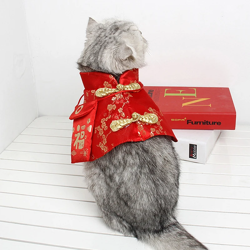 New Year Pet Clothes Chinese Tang Dynasty Dress Festival Cloak For Pupy Dog Cat Cute Pet Dog Costume Pet Dog Warm Clothing