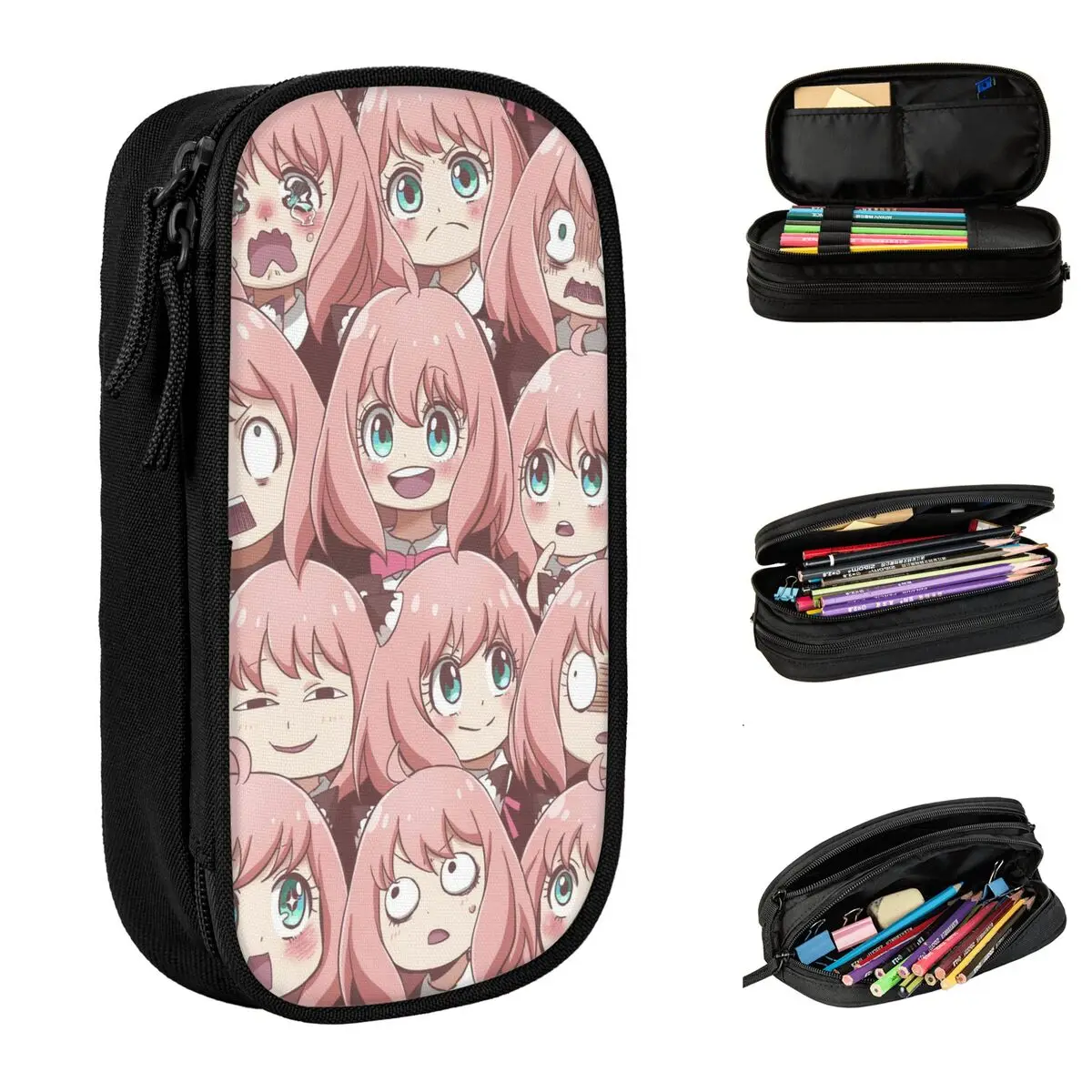 grande capacidade anime spy x familia lapis case kawaii anya pen holder bolsa de estudante presentes de escola novo 01