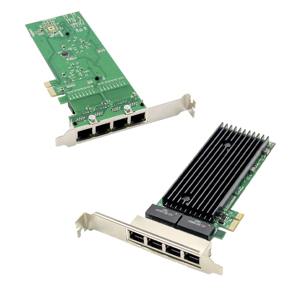 PCI-E 4 منافذ RJ45 Server 1X PCIe X1 82576 Chip 10/100/1000Mbps Lan رباعية المنافذ Server بطاقة شبكة جيجابت